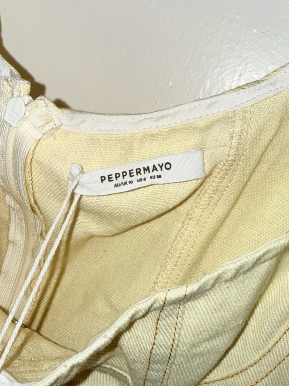 Peppermayo Cream Tiered Mini Dress with Button Front - Picture 9 of 12